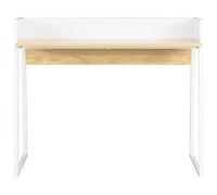 Table d'étude, table basse, table d'appoint, canapé - Blanc et chêne - 90 x 60 x 88 cm - Pour bureau, chambre d'adolescent, salon