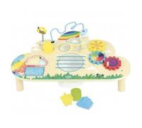 Table d'eveil en Bois Multicolore 8 activites (Formes, Engrenages Labyrinthe...) - 42 x 25 x 14 cm - Set Jouets Bebe et Carte Animal