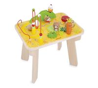 Janod - Table d'Activités en Bois Thème Ferme - 8 Activités pour Enfants - Hauteur Plateau 32cm - Jouet d'Éveil - Développement Motricité Fine - Table en Bois FSC - Dès 12 Mois, J03321