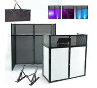 Table d'événement pliable avec sac de transport rembourré, avec canevas blanc et noir pour stations DJ portables