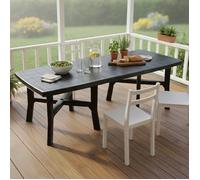 Table d'extérieur Adonas Dmora, plastique noir anthracite 216x90x72h cm