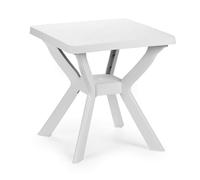 Table d'extérieur blanche en polypropylène carrée 70 x 70 x 72 cm résistante imperméable pour jardin, terrasse, balcon VEKAR fabriqué en Italie