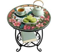 Table d'extérieur de Forme Circulaire en métal | Bureau en métal décoré avec Un Motif Animal | Table extérieure pour Patio | pour Le Porche, Balcon, Jardin, Cour, Salle De Séjour, Chambre À Coucher,