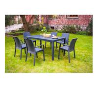 Table d'extérieur Debueh - Dmora - En PVC - Anthracite 150x90h74 cm