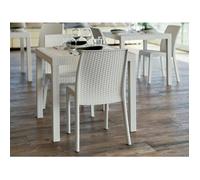 Table d'extérieur Dguidon - Dmora - En PVC - Blanc 80x80h74 cm