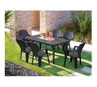 Table d'extérieur Dhristo - Dmora - En PVC - Anthracite 160x90h74 cm