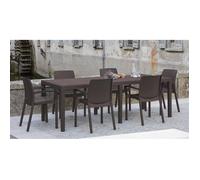 Table d'extérieur Dmains - Dmora - En PVC - Marron 150x90h72 cm