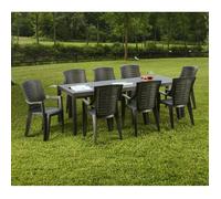 Table d'extérieur Dmica - Dmora - En PVC - Anthracite 220x90h72 cm