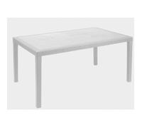Table d'extérieur Imola - DMORA - Table rectangulaire fixe - Effet rotin - Blanc