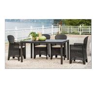 Table d'extérieur Portici, Table à manger rectangulaire, Table de jardin polyvalente effet rotin, 150x90h72 cm, Anthracite