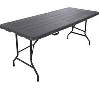 Table d'extérieur Rebecca Mobili Betel 74x180x75 Plastique Acier Gris foncé Noir Moderne Monté