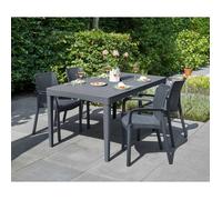 Table d'extérieur Salmon Dmora, en plastique noir anthracite 90x160x74h cm