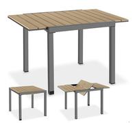 Table d'extérieur - TECTAKE - Table de jardin INCA, extensible, en aluminium, 80-120 x 80 x 74 cm - Noir/Marron