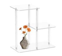 Table d'extrémité en acrylique - Support transparent à 3 niveaux - Table de chevet latérale transparente - Cadre de rangement élégant - Présentoir moderne - Pour entrée, bureau, couloir, salon