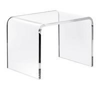 Table d'extrémité en acrylique transparent, 32 x 23 x 23 cm, épaisseur 10 mm, table d'appoint en forme de U avec bords arrondis, tabouret en acrylique, tabouret de douche épais et transparent, pour