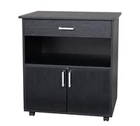 Table d'imprimante à un tiroir et une couche - Armoire à deux portes - Support d'imprimante sur pied - Roulettes noires - Convient pour le bureau d'étude et l'organisation - Laiton - Taille S