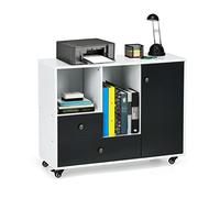 Table d'imprimante - Meuble d'imprimante amovible - Armoire de rangement de fichiers sur pied avec 2 tiroirs de rangement et d'organisation de bureau (laiton, taille S)