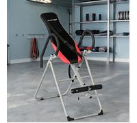 Table d'inversion en acier avec cadre pliable et réglable matte black et rouge 122 x 59 x 130 cm pour étirement du dos à domicile
