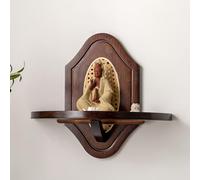 Table D'offrande De Prière Murale, Étagère Bouddha, for Salon, Chambre À Coucher, Bureau, Salle De Bain, Sculptée À La Main(Walnut,38CM/15IN)