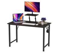 Table d'ordinateur 100x50cm, Bureau, Table de PC, avec Support d'écran, Bois, Structure métallique, pour Chambre à Coucher,Noir