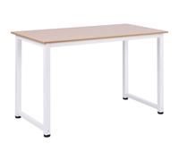 Table D'ordinateur 120l X 60l X 76h Cm Chêne Et Blanc Multifonction Grand Plateau Cadre Robuste En Métal Blanc