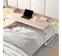 Table d'ordinateur avec roulettes, Table de lit Mobile avec roulettes, chariot de rangement à roulettes, support de poste de travail réglable pour travailler et manger(Size:120×60cm,Color:2)