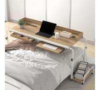 Table d'ordinateur avec roulettes, Table de lit Mobile avec roulettes, chariot de rangement à roulettes, support de poste de travail réglable pour travailler et manger(Size:120×60cm,Color:1)