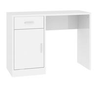 Table d'ordinateur - CLOUD - avec tiroir - et armoire Blanc brillant 100x40x73 cm LL166337