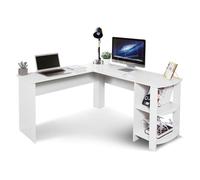 Table d'ordinateur d'angle en L-forme blanc MONDEER - Grand espace pour travailler, étudier et jouer