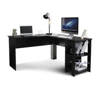 Table d'ordinateur d'angle en L-forme noir MONDEER - Peut mettre plusieurs moniteurs - Idéal pour les jeux