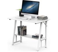 Table d'ordinateur de Bureau Ordinateur Portable - L 80x P 50 x H 73 cm - avec Cadre en métal de Type Z - Blanc