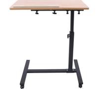 Table d'ordinateur Pivotante Marron clair Table d'ordinateur portable Pupitre pour ordinateur portable Table de salon Réglable en hauteur avec roulette Table d'appoint 60 x 41 x 58 cm