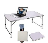 Table d'ordinateur pliable de 1,2 m de hauteur réglable - Station de travail - Compact - Petit gain de place - En aluminium - Pour ordinateur portable - Pour camping, pique-nique, salle à manger