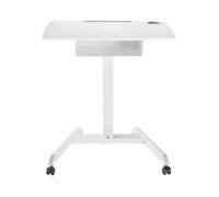 Maclean Table d'ordinateur MC-903 – Bureau assis-debout réglable 113 cm, roulettes, tiroir, blanc