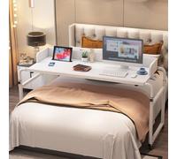 Table d'ordinateur portable GWWBD, Bureau de lit croisé extensible, Blanc+