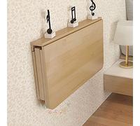 Table d'ordinateur portable pliable et plateau de chevet - Bureau pliant simple mural Table à manger en bois naturel Bureau de feuille de feuille de feuille pour petits espaces Cuisine mobile et