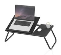 Intirilife Table d'ordinateur portable pliable et réglable en hauteur en Noir - Table de lecture plateau de lecture pour le lit