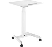 Table d'ordinateur portable réglable en hauteur avec roulettes Bureau assis-debout - Vérin à gaz réglable en hauteur jusqu'à 113 cm maxi - Inclinable à 30 degrés - Charge maxi 8 kg
