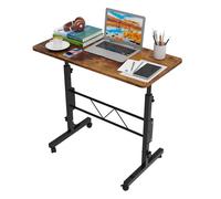Table d'ordinateur pour ordinateur portable avec roulettes - VIVOLILV - Hauteur réglable de 69 à 110 cm - Bureau Industriel Marron