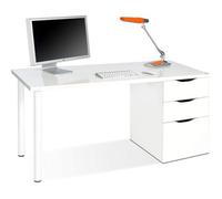 Table d'ordinateur réversible bureau avec tiroir coloris Blanc Artic - 138 cm (longueur) x 60 cm (profondeur) x 74 cm (hauteur) Blanc Artic