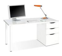 Table d'ordinateur réversible bureau avec tiroir coloris Blanc Artic - 138 cm (longueur) x 60 cm (profondeur) x 74 cm (hauteur) Blanc Artic