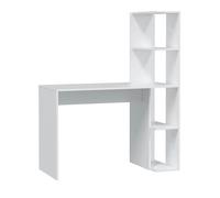 Table du bureau, meuble du bureau réversible avec étagère en bois coloris Blanc artik