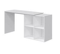 Table du bureau, meuble du bureau réversible en bois coloris blanc artic - hauteur 74 x longueur 120-152 x profondeur 77 cm