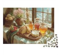 Table du Petit Déjeuner Fenêtre Champêtre Puzzle pour Adultes Puzzle 1000 Pièces Décoration Maison Relaxant Cadeau 38x26cm/1000pcs