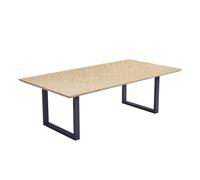 Table é manger carrée HOME DELUXE AVENCIA avec pied en U - 240 x 120 cm Chéne Fishbone