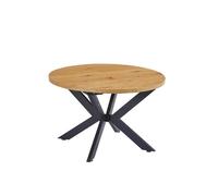 Table é manger ronde extensible HOME DELUXE AVENTURA avec base étoile - 120-160 x 120 cm Chéne clair