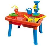 Table eau et sable 2 en 1 avec couvercle et accessoires de plage - 71x52x45cm - multi activites - jeux plein air exterieur Multi