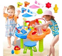 Table Eau Sable,Table Sable Et Eau,33 Pcs Jeu D'eau Enfant,Table Exterieur Enfant,Jeu D'eau Exterieur 3 En 1 Table D¿Activité 3pcs Pistolet A Eau 2pcs Visière De Chapeau En Plastique