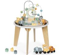 Table éducative ronde en bois avec train magnétique et lanceur de perles