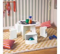 Table effet ardoise pour enfant 4 chaises avec rangement nephos blanc TU